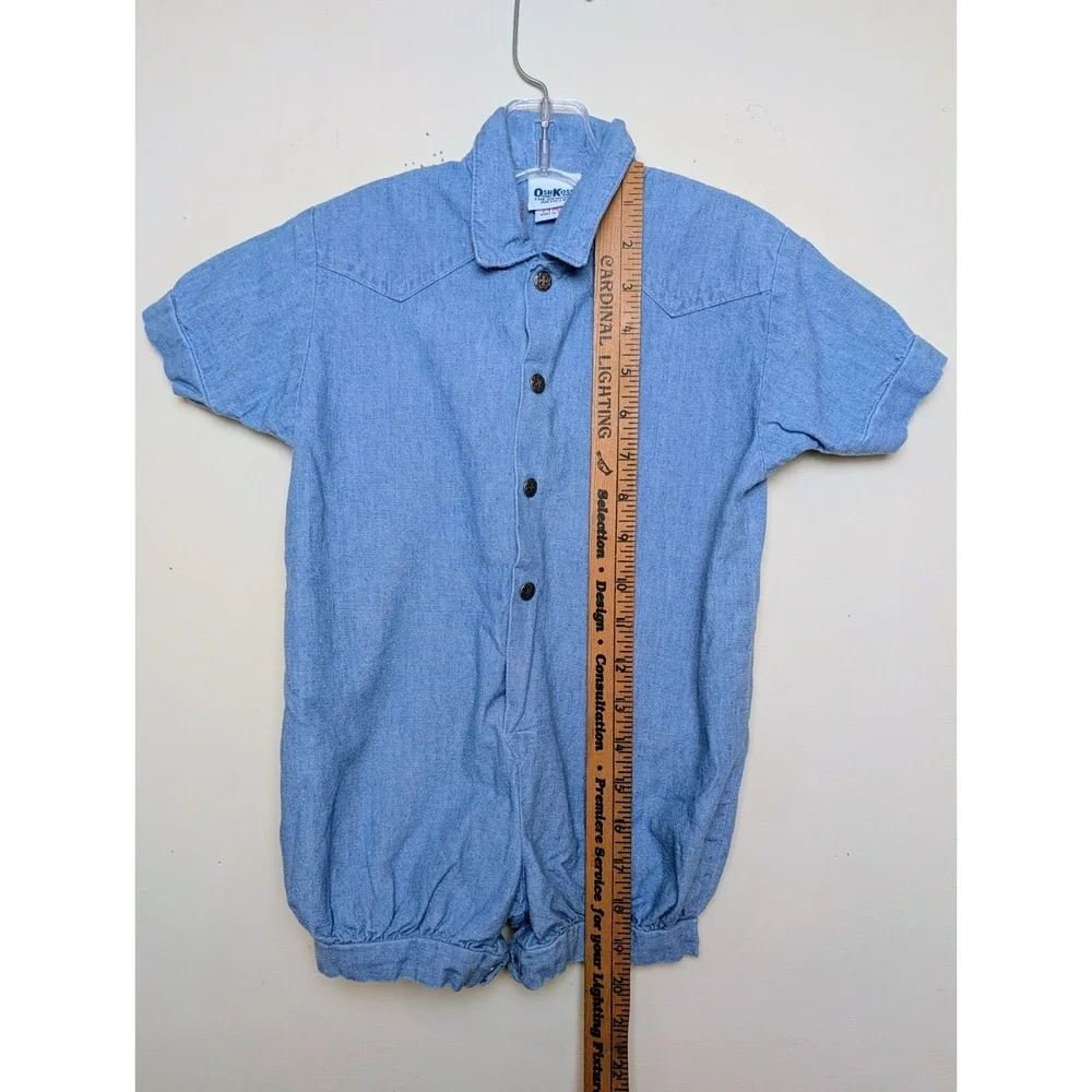 Vintage Osh Kosh B'Gosh Denim Romper  Collared Jumpsuit 90s Size‎ 24 Months